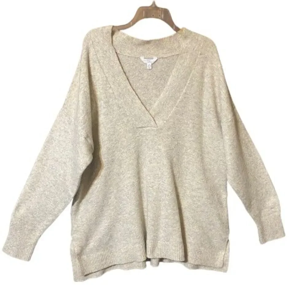 Time & Tru Oversized V Neck Sweater Womens Size XL 16 - 18